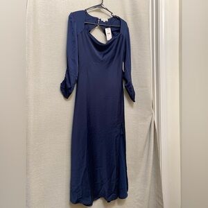 Chic Long Sleeve Navy Dress